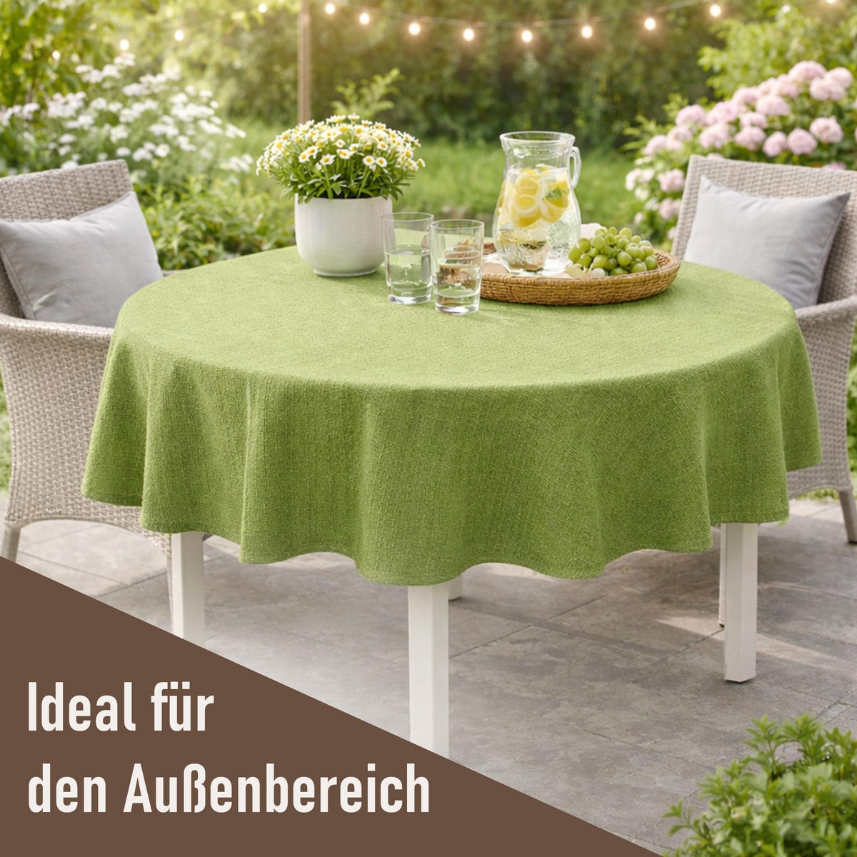 TISCHDECKE Garten Weichschaum Ø160cm - Hellgrün - Hellgrün, Kunststoff (160/160cm) - Bestlivings