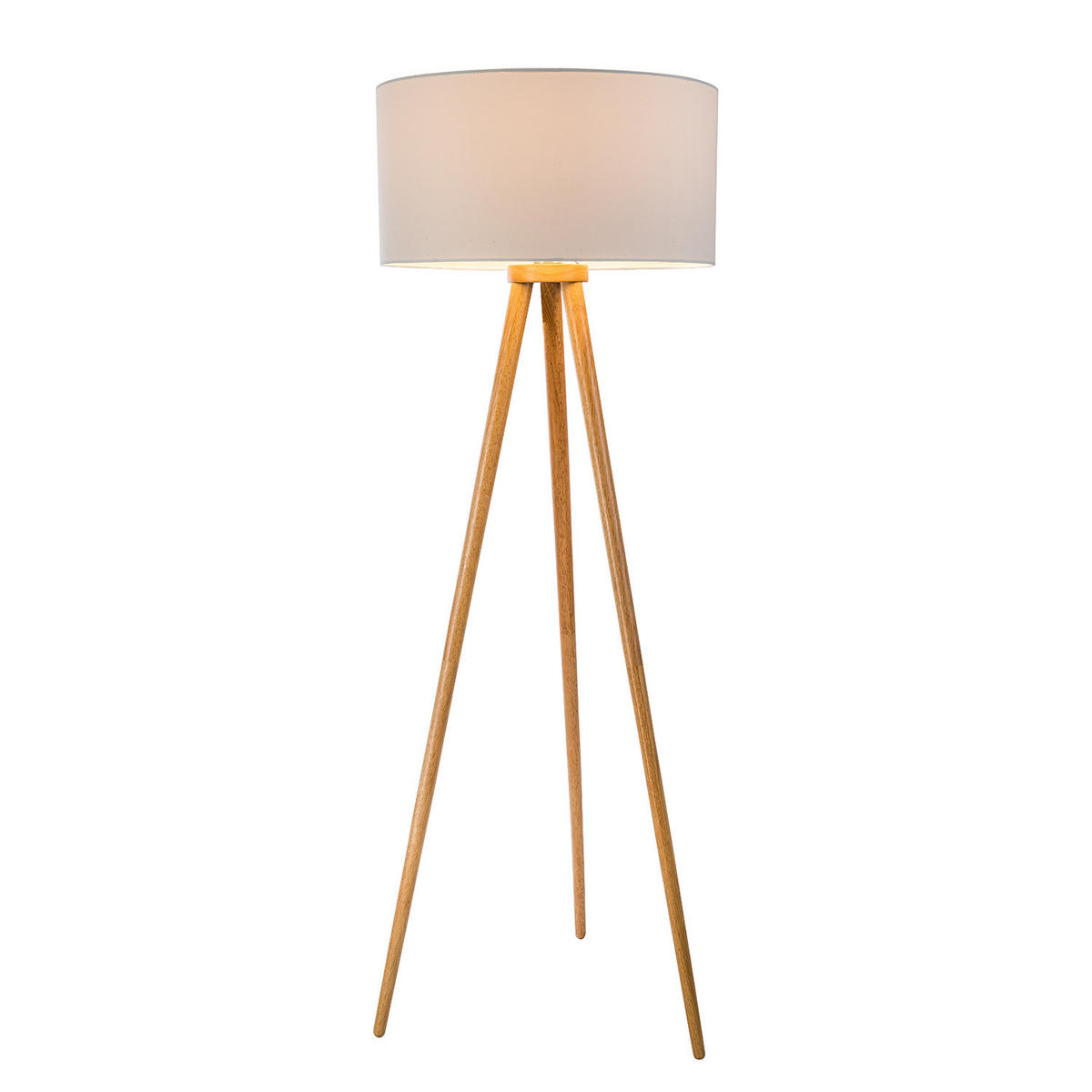 STEHLEUCHTE - Massivholz / Webstoff - 1-flammig - Braun, Holz/Textil (50/50/150cm) - home24