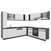 ECKKÜCHE R-Line Weiß 257 x 60 cm J-Shape, ohne Arbeitsplatte - Anthrazit/Weiß, Holzwerkstoff (257/81.6/46cm) - Vicco