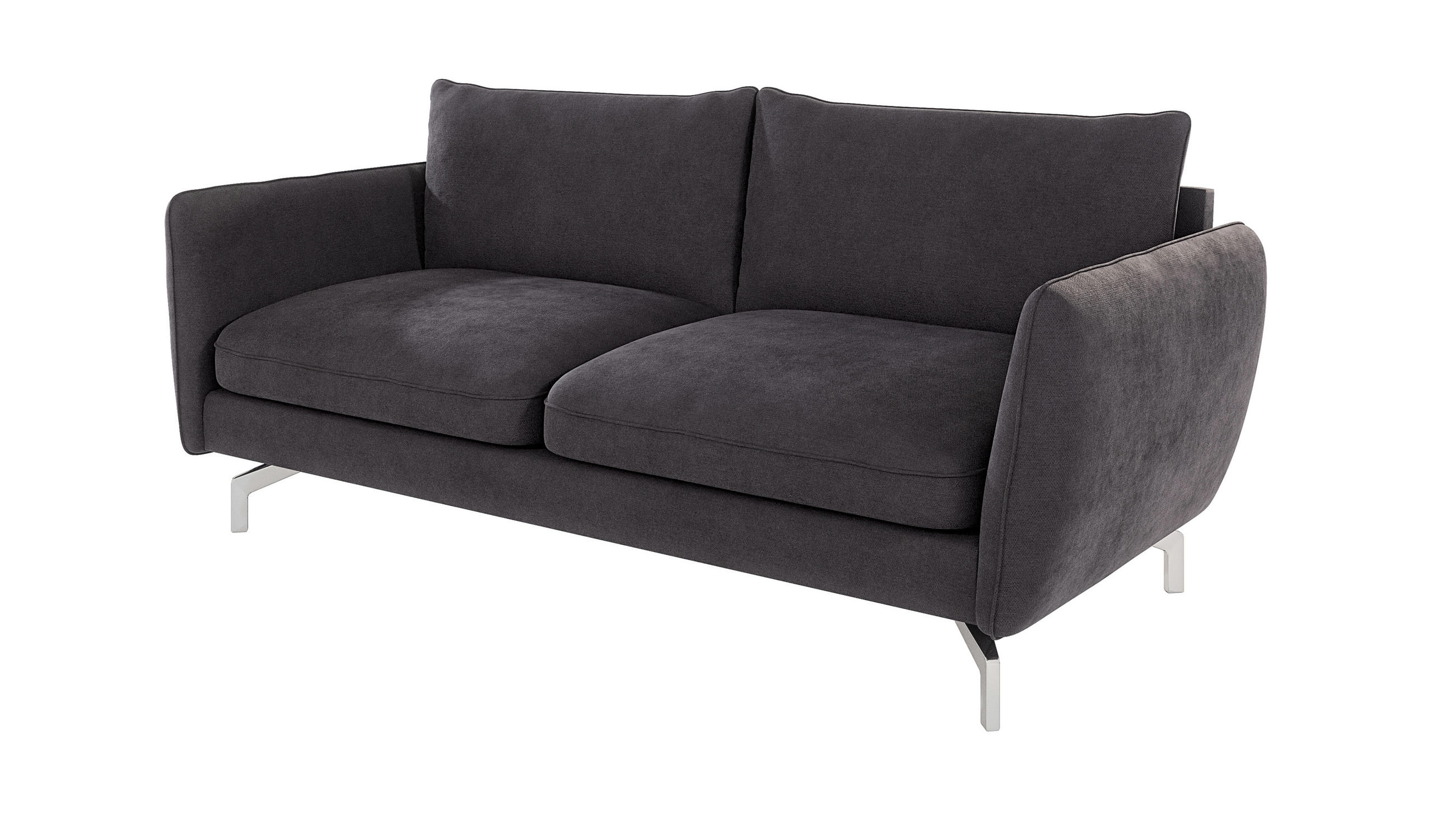 3-SITZER-SOFA Elou Graphit Microfaser - Chromfarben/Graphitfarben, Holz/Textil (203/87/92cm) - S-Style Möbel