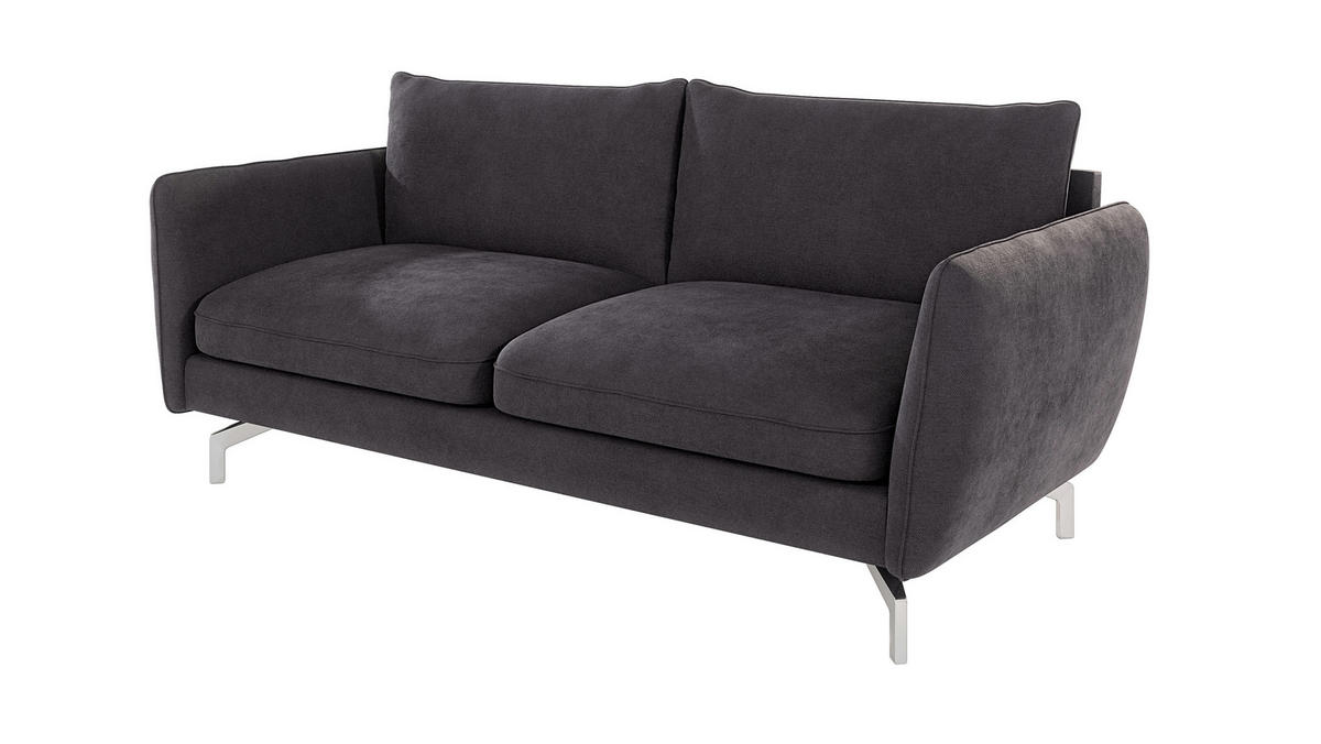3-SITZER-SOFA Elou Graphit Microfaser - Chromfarben/Graphitfarben, Holz/Textil (203/87/92cm) - S-Style Möbel