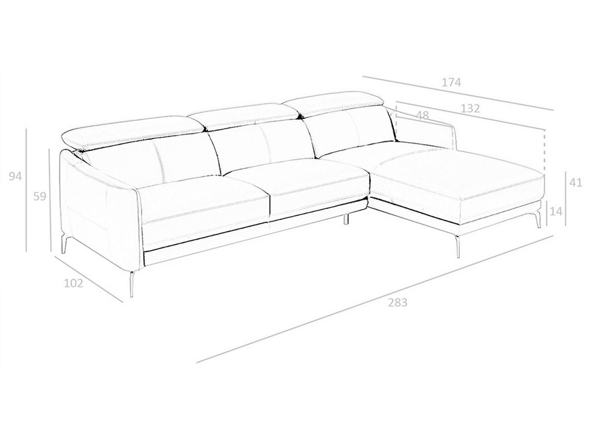 ECKSOFA Schwarz 283/194/94 cm - Schwarz, Leder (283/194cm) - ANGEL CERDA