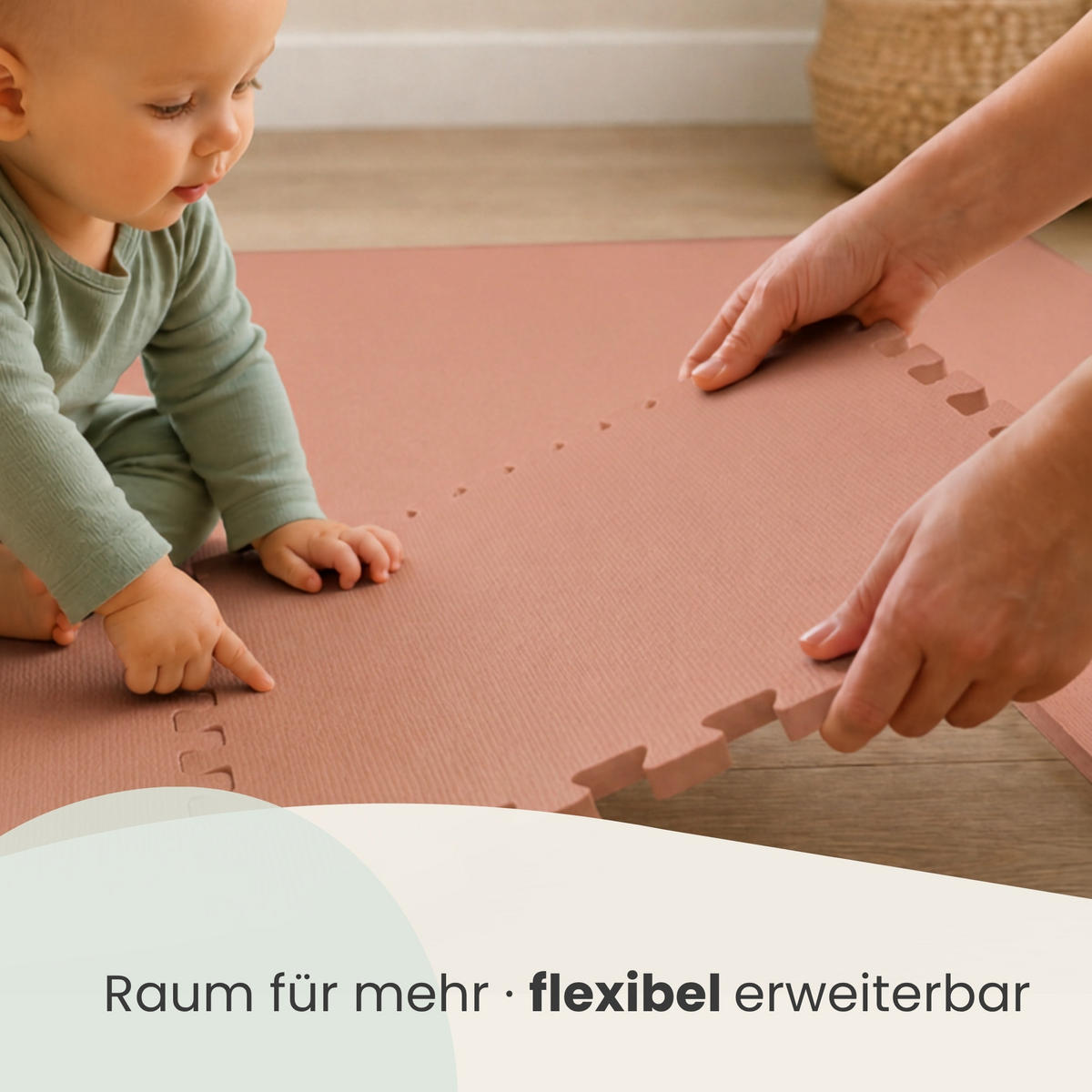 SPIELMATTE ab Null - 180/90/1 cm Puzzlematte Terrakotta - Rosa, Kunststoff (30/30cm) - Littletom
