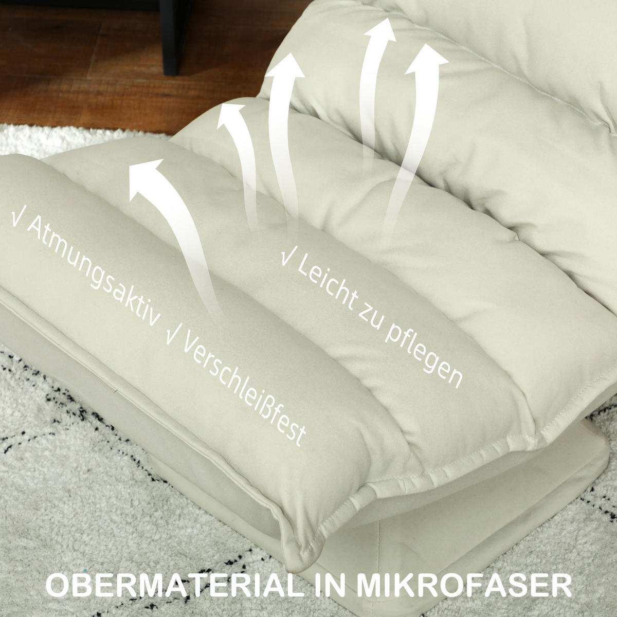 RELAXSESSEL Mikrofaserbezug Beige - Beige, Metall (70/95/62cm) - HOMCOM