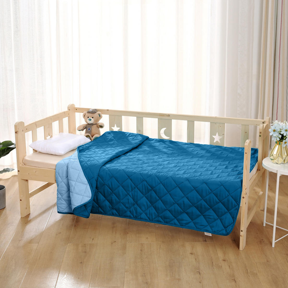 KINDER-SOMMERBETT Steppbett blau - Blau, Textil (135/200cm) - wometo