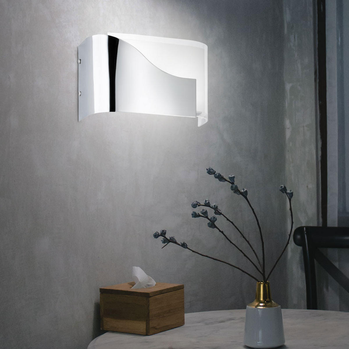 LED WANDLEUCHTE Vento Chrom Silber - Silberfarben, Glas (24.5/15/10cm) - Wofi