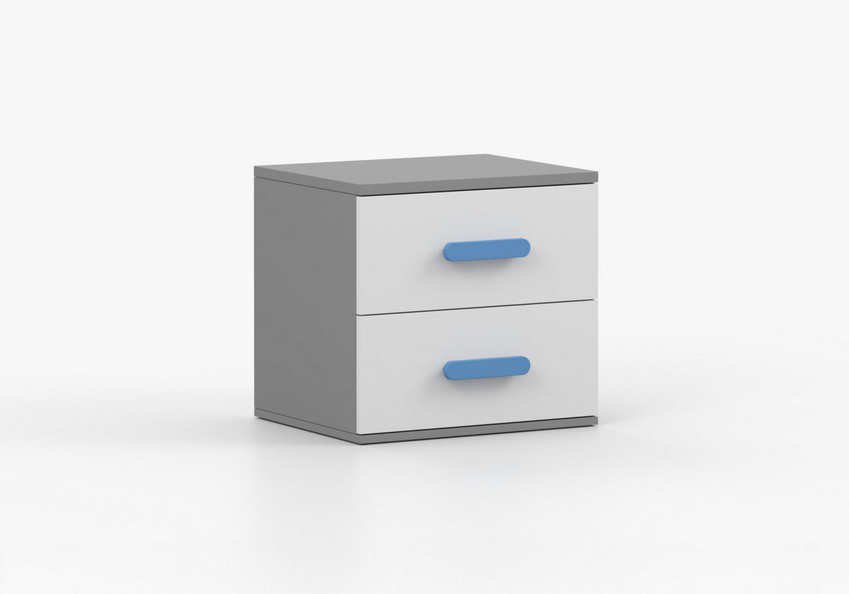 JUGENDZIMMER Elora in Grau und Weiß – 6-teiliges Set – Grifffarbe Blau - Grau, Holzwerkstoff (80/200/120cm)