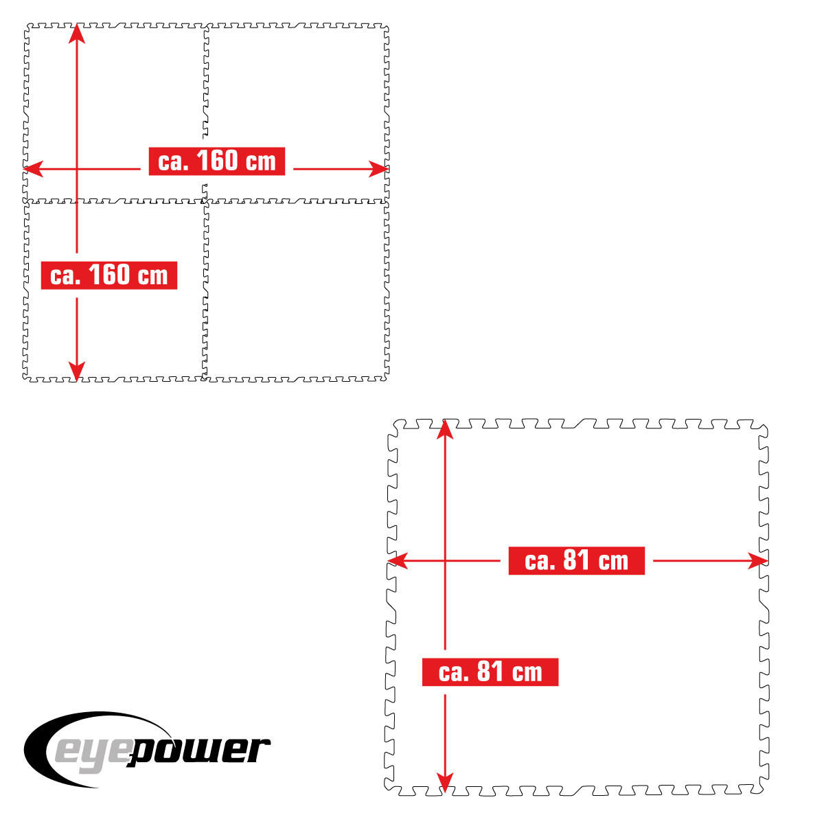 POOLMATTEN 2,6m² 4 EVA Matten 81 cm Blau - Blau, Kunststoff (81/81cm) - eyepower