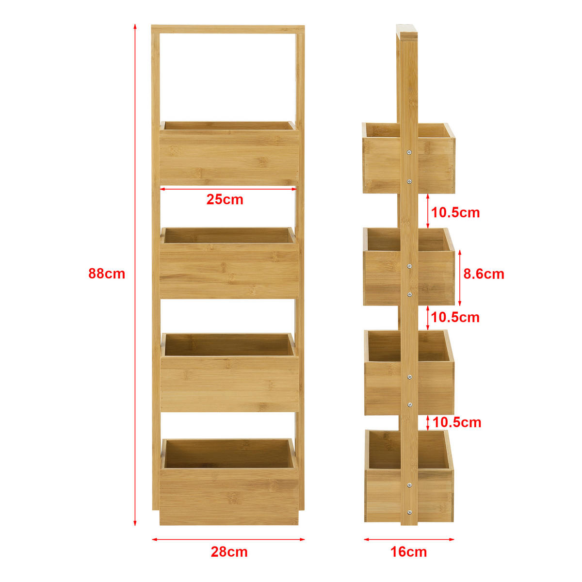 BADEZIMMERREGAL Bardu - Naturfarben, Holz (28/88/16cm) - [en.casa]