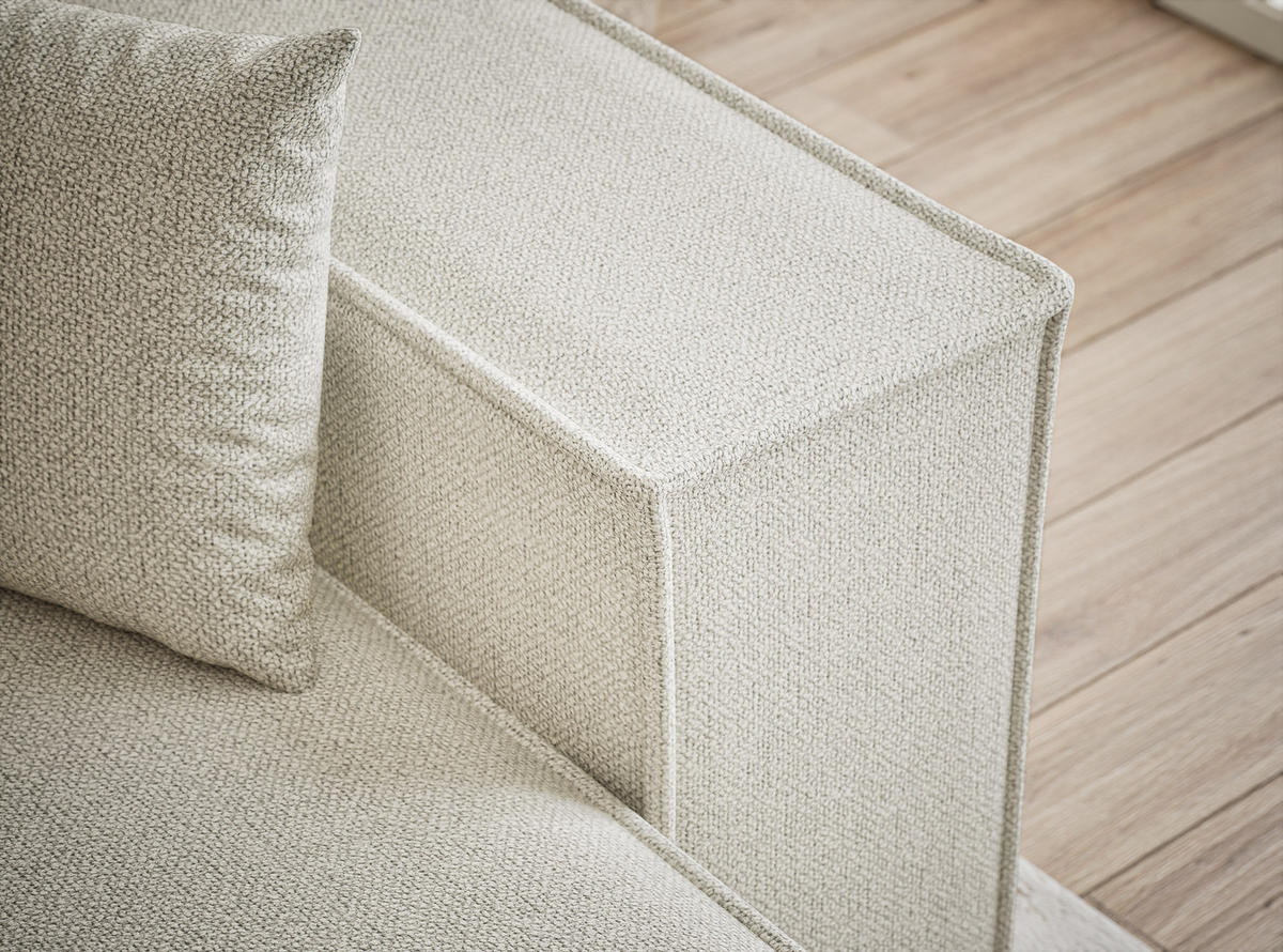 ECKSOFA MIT SCHLAFFUNKTION Zaya Creme Webstoff - Creme/Schwarz, Holz/Holzwerkstoff (255/148cm) - Maison de Reve