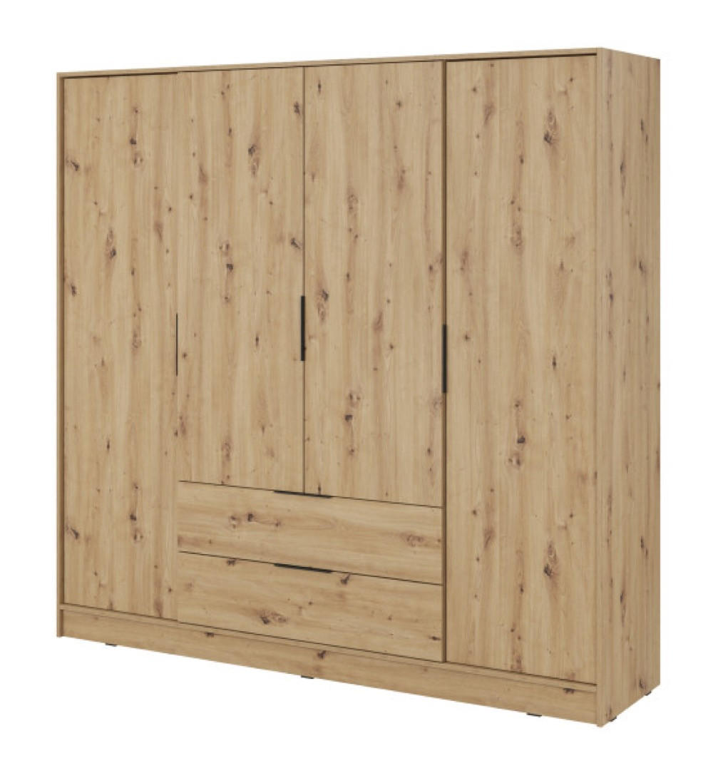 SCHRANK Artisan Eiche Eiche ELLY 4D Mit Regalen Und Schubladen - Multicolor, Holzwerkstoff (206/200/51cm) - Sepro Meble