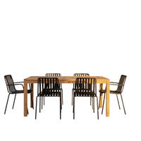 GARTENMÖBEL-SET 7-tlg Téo Schwarz aus Teak - Schwarz, Holz - Tikamoon