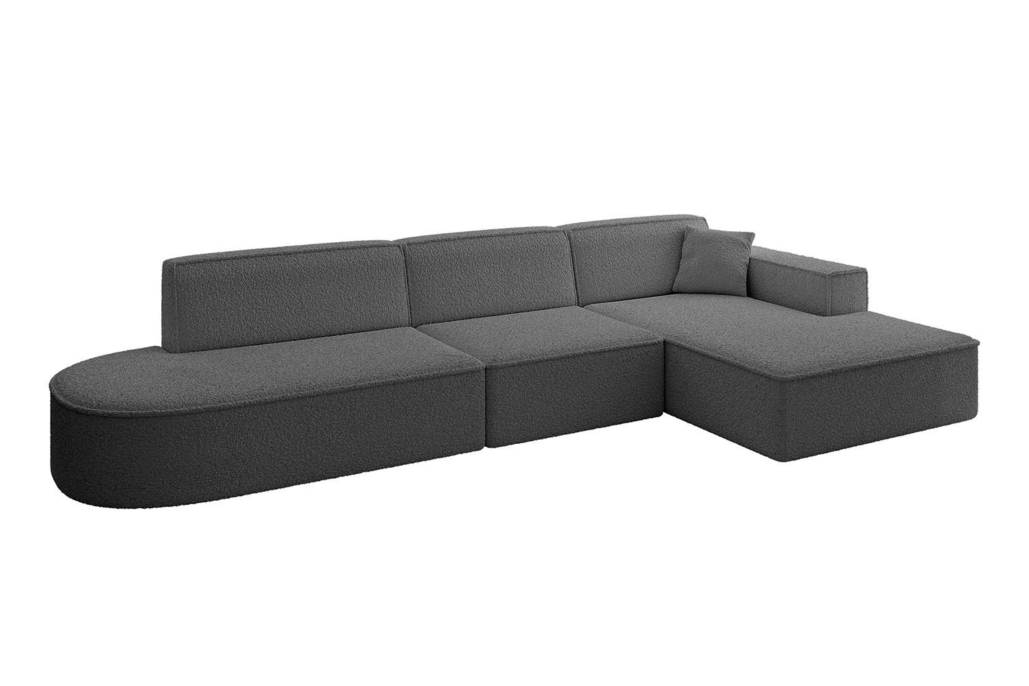 ECKSOFA Ottomane Rechts IREA-L2-v4 - 328x171x79 cm Grau - Olivgrün, Holzwerkstoff/Textil (171/328cm) - ALTDECOR