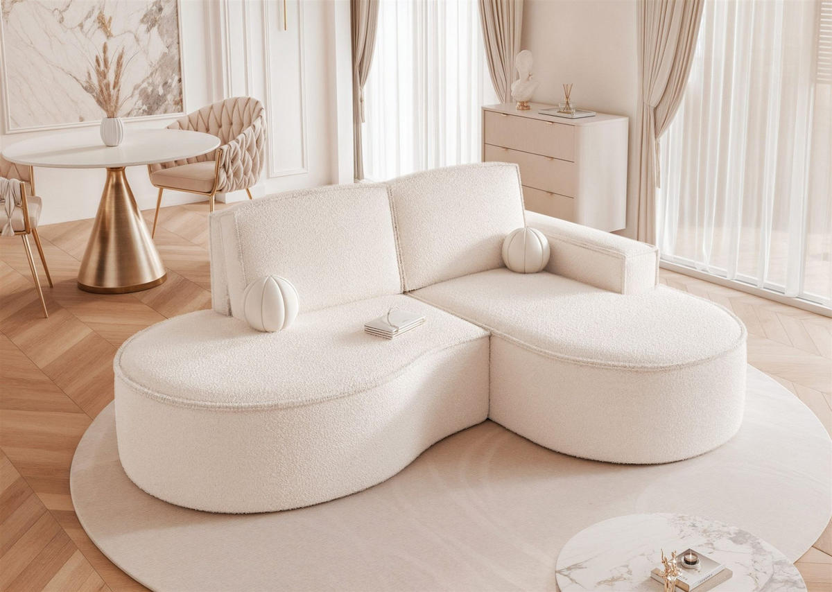 ECKSOFA Arlet In Stoff Abriamo - Creme, Holzwerkstoff/Textil (156/277cm) - Fun Möbel