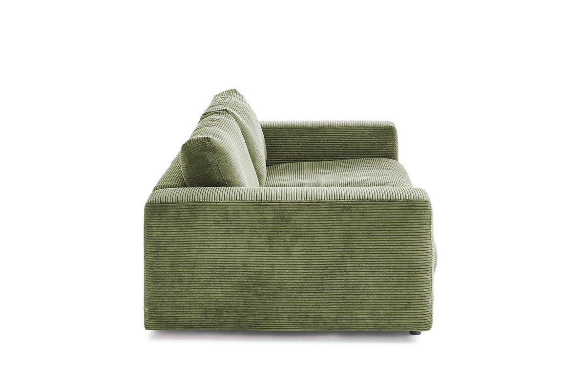 SOFA 2-SITZER MADELINE Grün Cord - Schwarz/Grün, Kunststoff/Textil (230/85/127cm) - KAWOLA