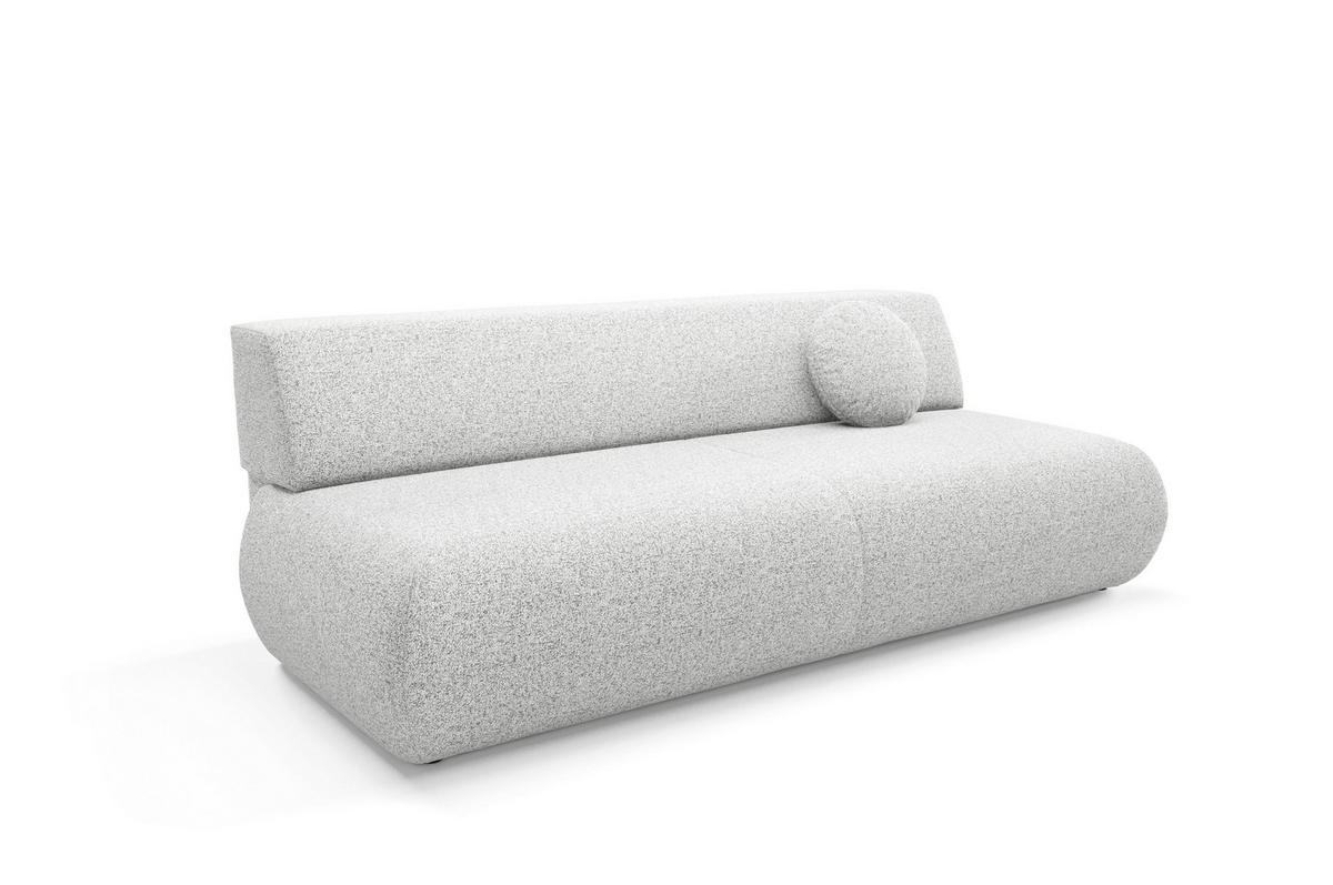 BETTSOFA DELTA Hellgrau Geflochtener Stoff mit Schlaffunktion - Hellgrau, Holz (214/74/100cm) - MASSENO