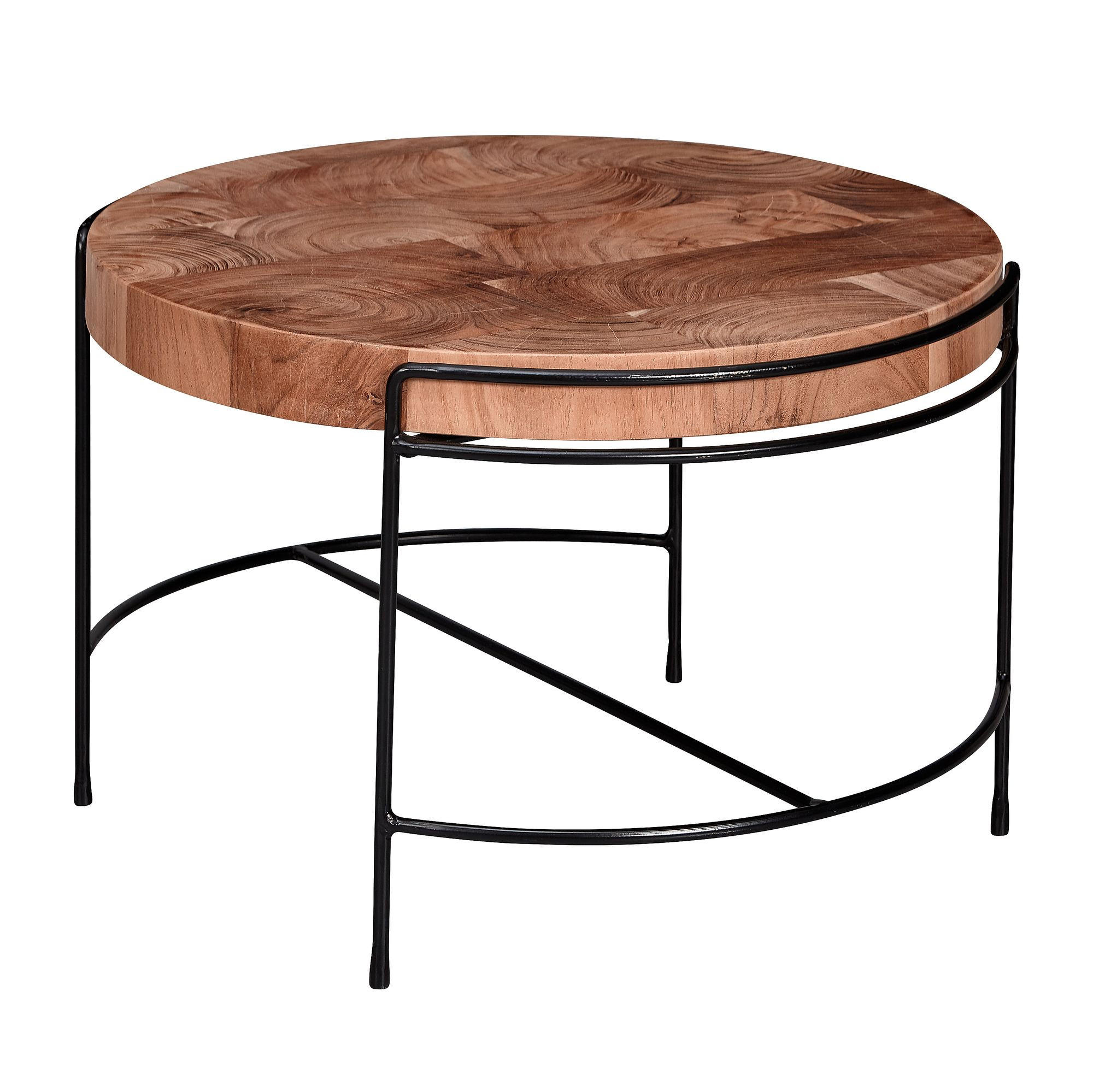 COUCHTISCH Industrial, Akazienholz Mattschwarz Metallgestell, 62x40x62 cm - Beige/Schwarz, Holz/Metall (62/62/40cm) - KADIMA DESIGN