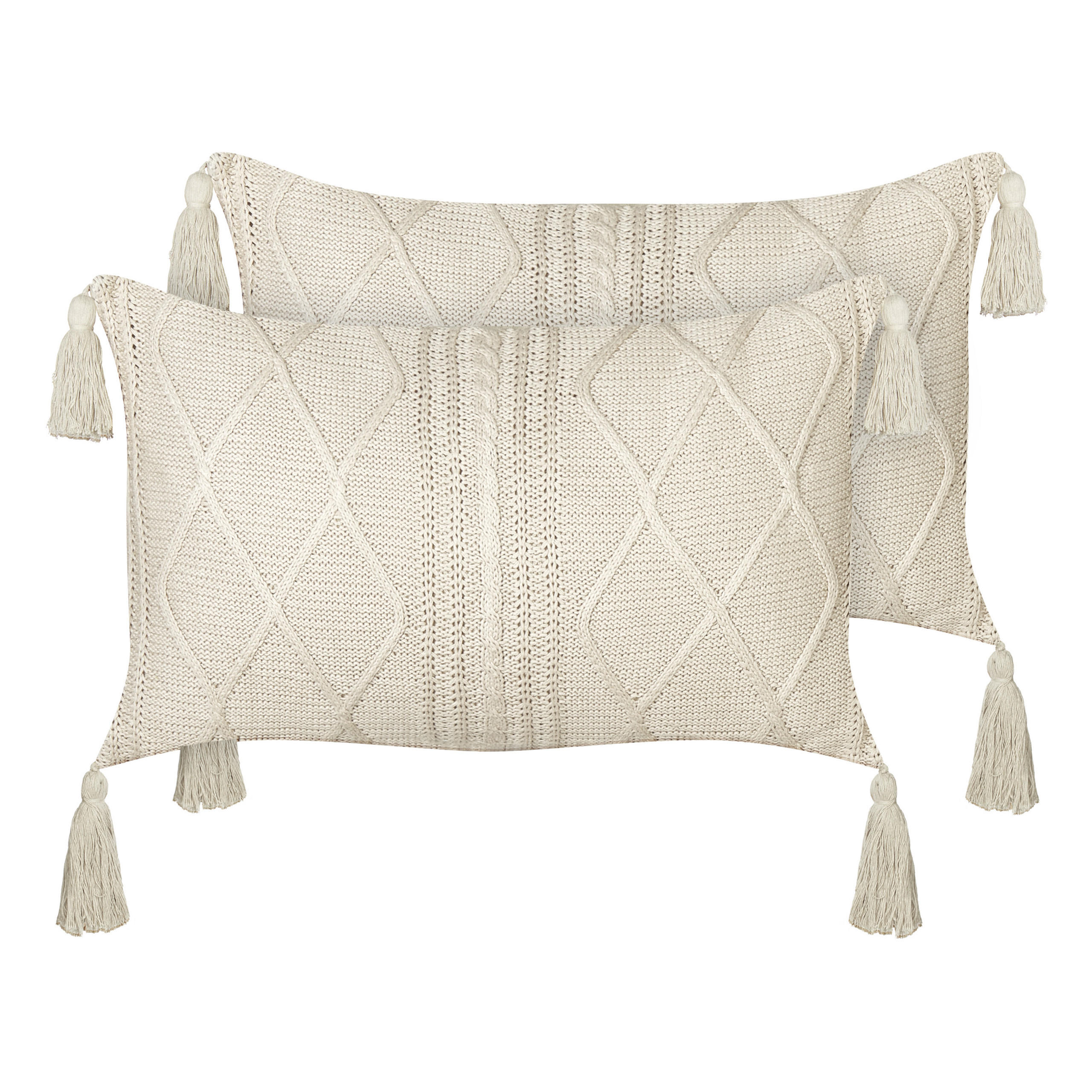 DEKOKISSEN 2er-Set Beige 30/50 cm Caesia - Beige, Textil (30/50cm) - Beliani