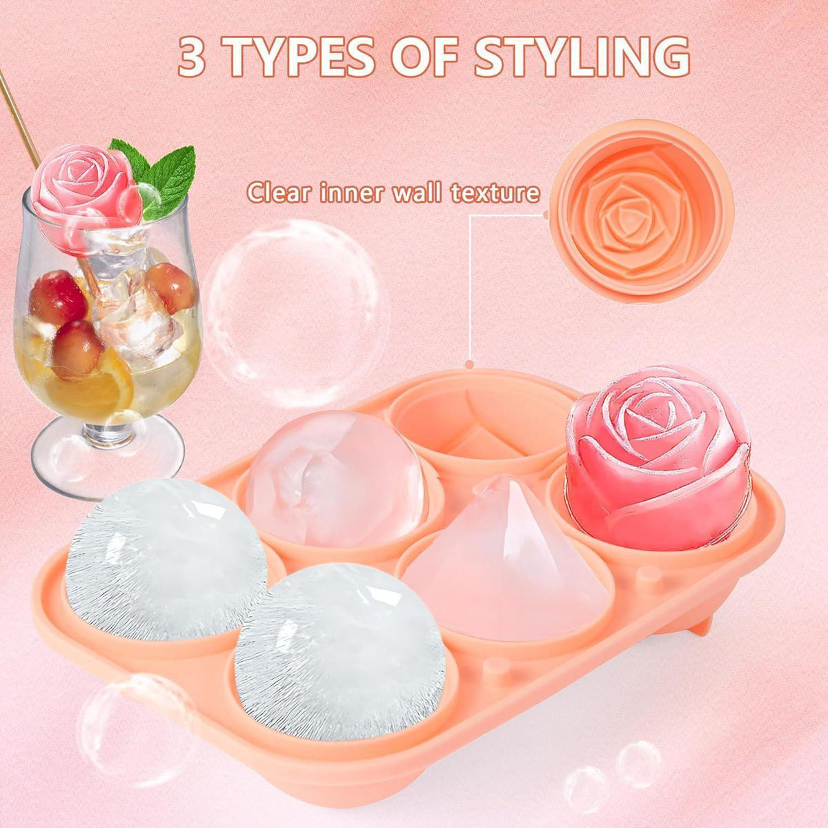 EISWÜRFELFORM Silikon 5 cm Rosa - Rosa, Kunststoff (15/3.5/20cm)