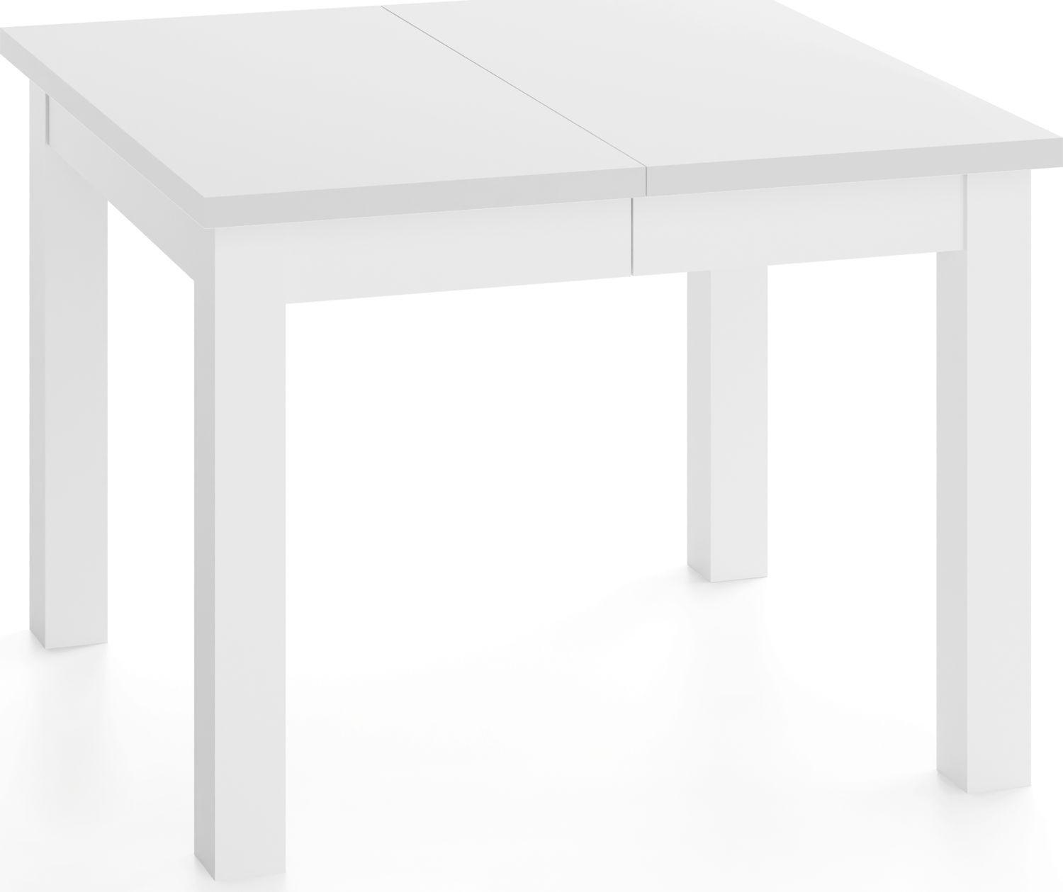 ESSTISCH Toren Weiß ausziehbar verlängerbar quadratisch, Weiß 100-300/100/76.5 cm - Weiß, Holz/Holzwerkstoff (100/100/77cm) - WFL GROUP