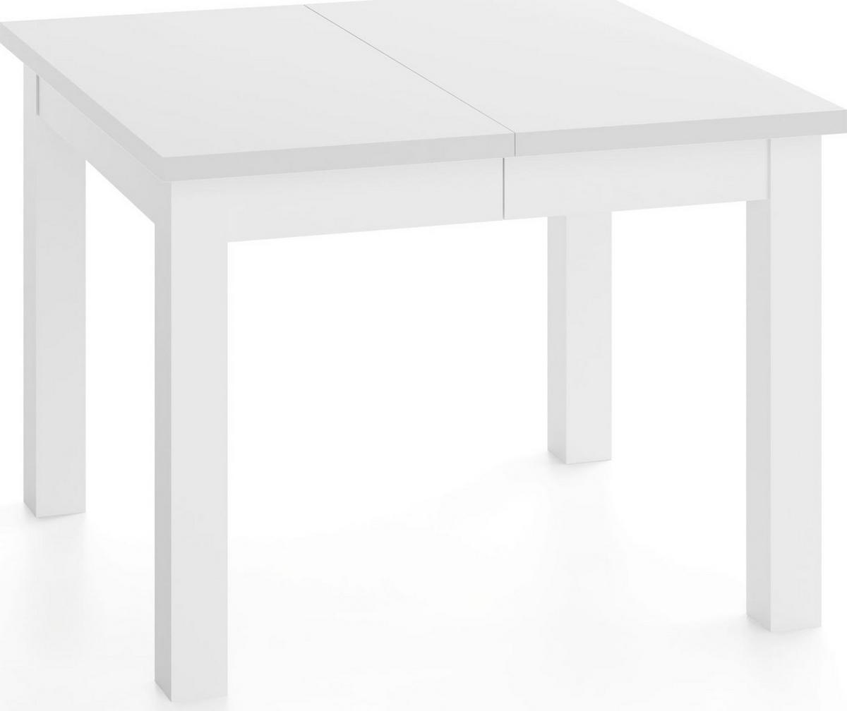 ESSTISCH Toren Weiß ausziehbar verlängerbar quadratisch, Weiß 100-300/100/76.5 cm - Weiß, Holz/Holzwerkstoff (100/100/77cm) - WFL GROUP