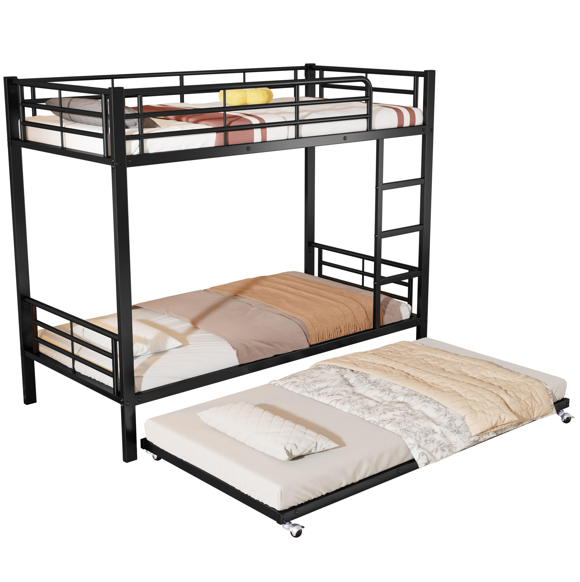 ETAGENBETT 90/200 cm aus Metall mit Ausziehbett Schwarz - Schwarz, Metall (90/190cm) - Modenvie