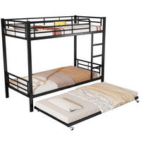 ETAGENBETT 90/200 cm aus Metall mit Ausziehbett Schwarz - Schwarz, Metall (90/190cm) - Modenvie