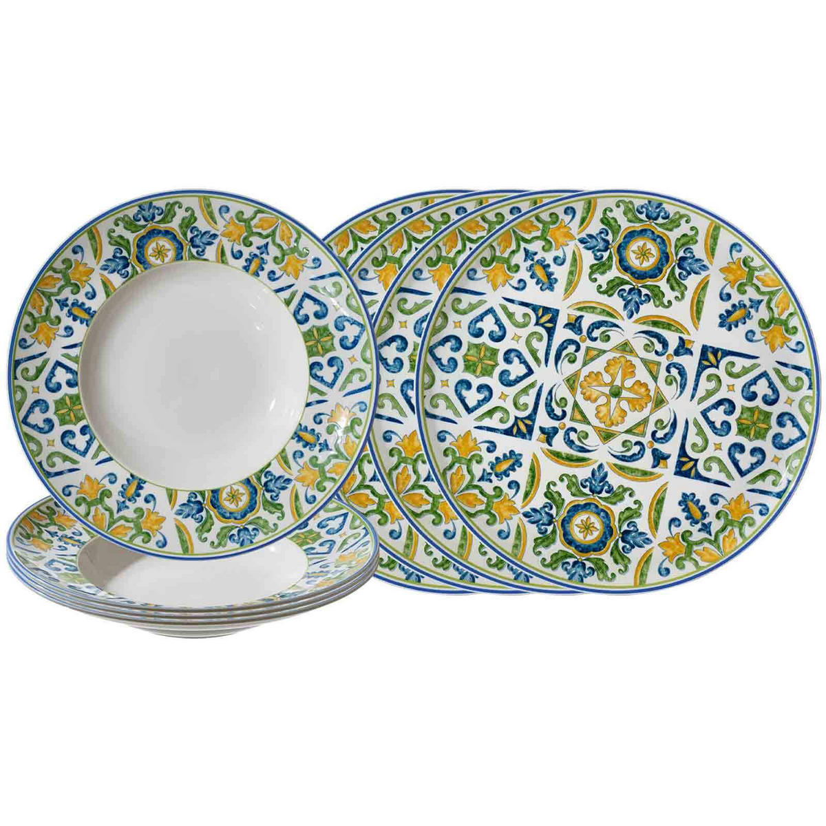 PIZZA & PASTA SET Roma Verde grün 8er Set - Grün, Keramik (1/1/1cm) - Ritzenhoff Breker