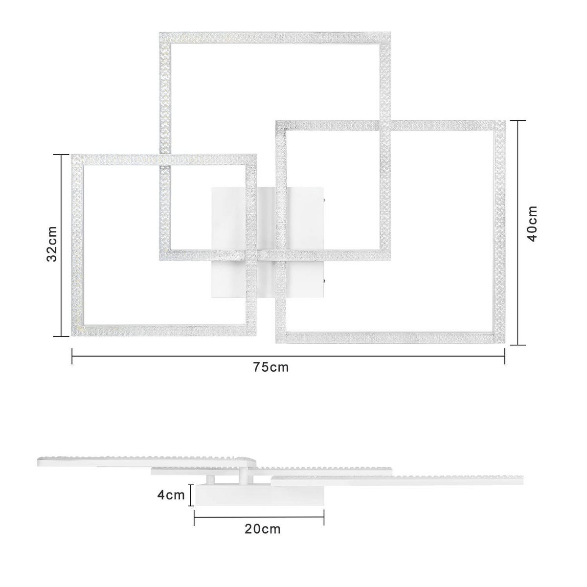 LED-DECKENLEUCHTE Brenntod 60.0/8.0/75.0 cm - Weiß, Metall (75/60/8cm) - ZMH