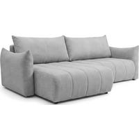 ECKSOFA Liv mit Schlaffunktion & Bettkasten in Cordstoff Hellgrau, Universell 260/154/86 cm - Hellgrau/Schwarz, Kunststoff/Textil (260/154cm) - WFL GROUP