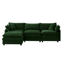 ECKSOFA 253/180/83 cm aus Chenille mit modularem Hocker Grün - Grün, Textil (154/267cm) - Modenvie