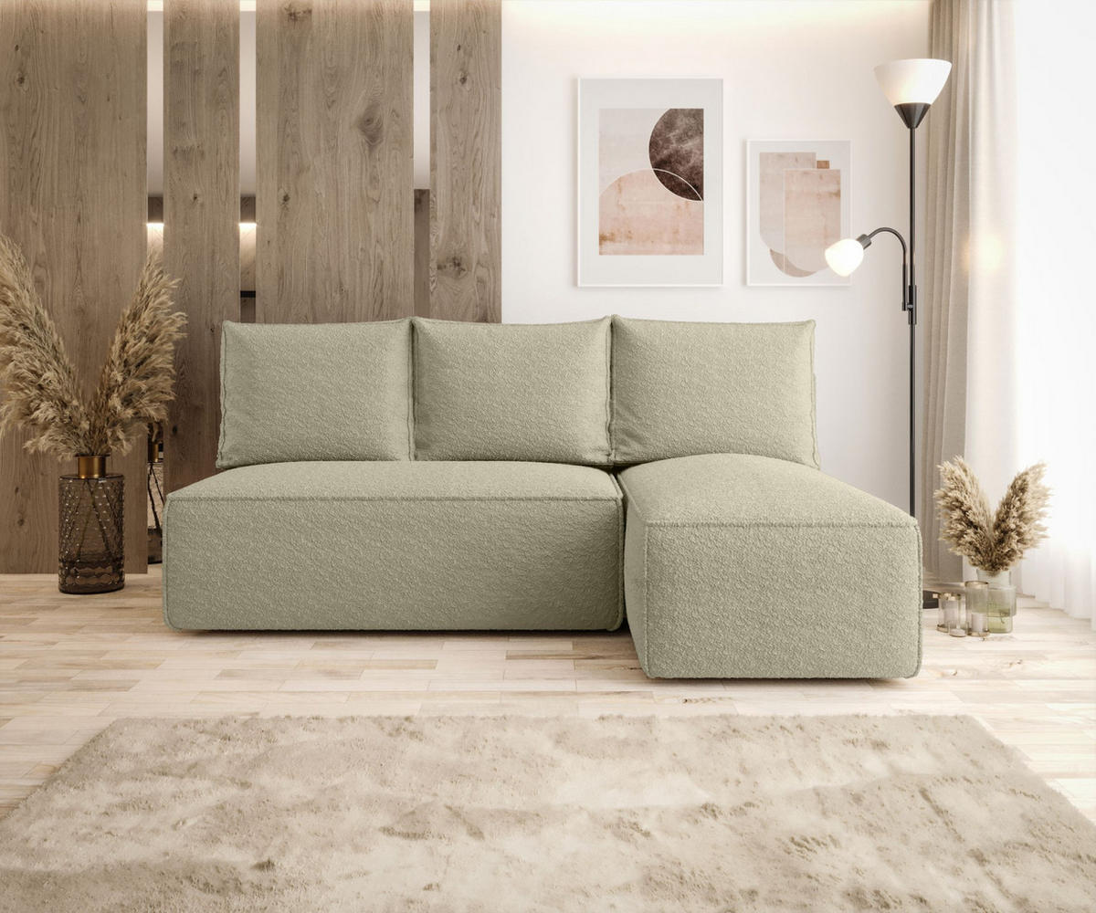 ECKSOFA mit Schlaffunktion SAVIO MINI Quelle 06 Rechts - Beige, Textil (200/140cm) - Bedante