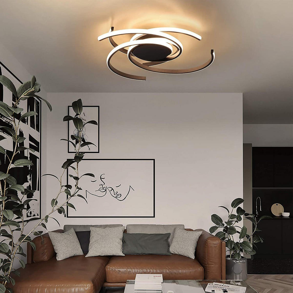 LED-DECKENLEUCHTE Klaus 56.5/53/12 cm - Schwarz, Metall (56.5/53/12cm) - Nettlife