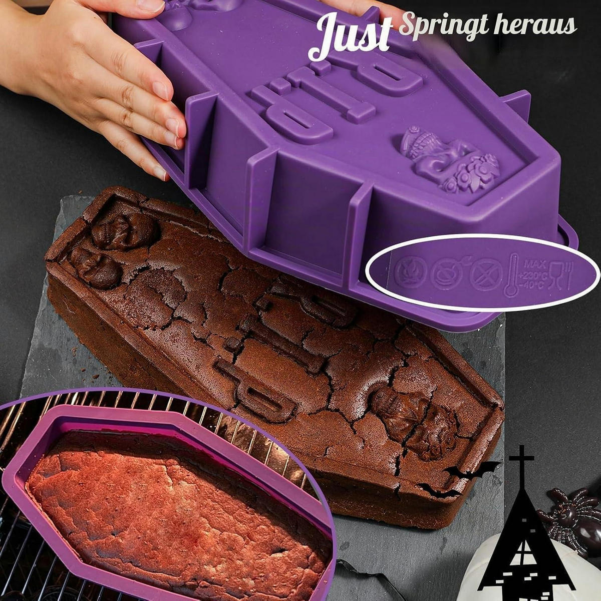 KUCHENFORM Sarg Silikon 30,5 cm Halloween - Silberfarben, Kunststoff
