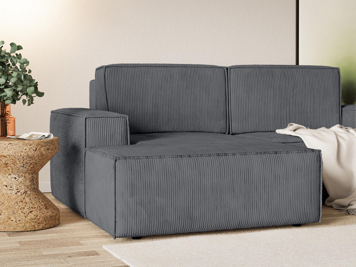 ECKSOFA KOKKO MINI mit Schlaffunktion, Anthrazit - Anthrazit, Textil (240/167cm) - Fedve