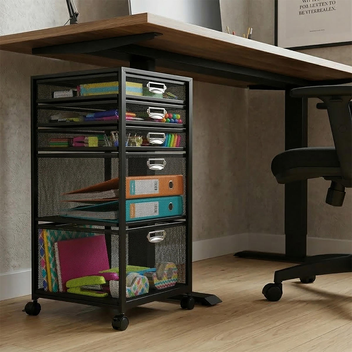 RULLHURTS Svart Silver 5 lådor med hjul - Svart, Metall/Plast (27.5/59/35cm) - Relaxdays