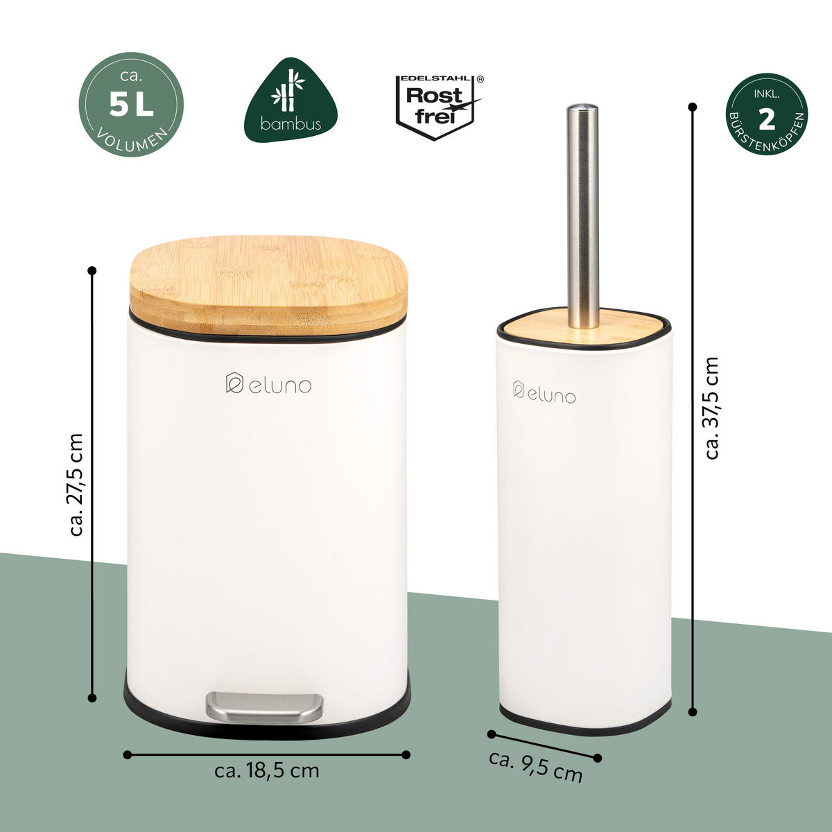 BADEZIMMER-SET FRAMURA 2tlg., weiß - Weiß, Metall (18.5/27.5/23cm) - eluno