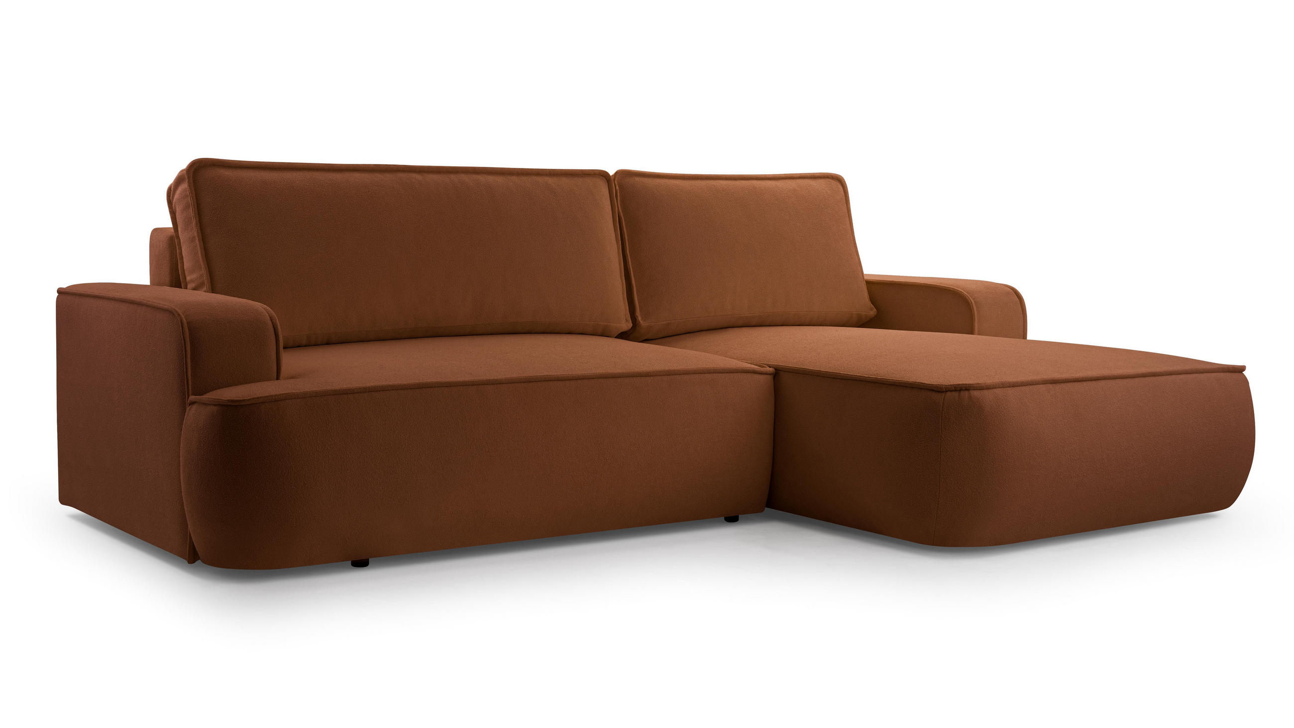 ECKSOFA L Form Ablia Ziegelrot 267/168/87 cm mit Schlaffunktion R - Dunkelorange/Schwarz, Kunststoff/Textil (267/168cm) - AX Living