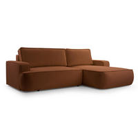 ECKSOFA L Form Ablia Ziegelrot 267/168/87 cm mit Schlaffunktion R - Dunkelorange/Schwarz, Kunststoff/Textil (267/168cm) - AX Living