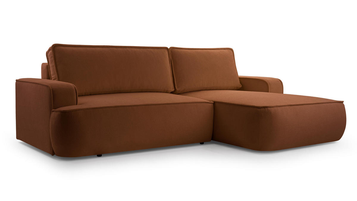 ECKSOFA L Form Ablia Ziegelrot 267/168/87 cm mit Schlaffunktion R - Dunkelorange/Schwarz, Kunststoff/Textil (267/168cm) - AX Living