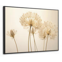 LEINWAND Bilder mit Rahmen - Sonnenlicht - Löwenzahn - Botanisch - Blumen - 80x60 - Creme, Textil (80/60cm) - MuchoWow