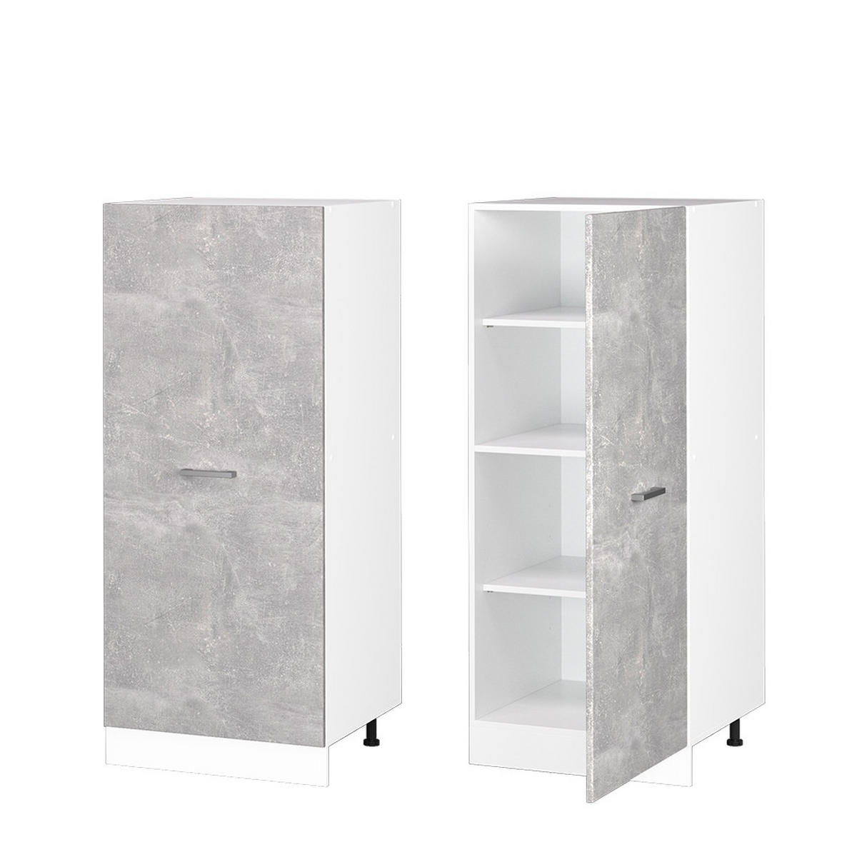 HOCHSCHRANK R-Line Beton 60 cm mit großer Tür - Schieferfarben/Weiß, Holzwerkstoff (60/143/57.2cm) - Vicco