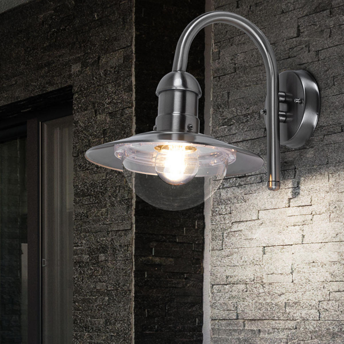 WANDLAMPE Edelstahl Silber Klar - Silberfarben, Metall (31/24/30cm) - Globo Lighting