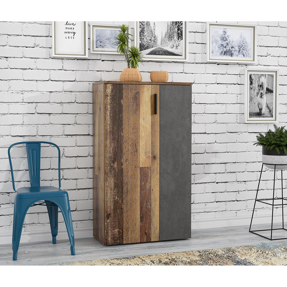 SCHUHKOMMODE - Anthrazit/Schwarz, Holzwerkstoff/Kunststoff (69/120/34cm) - home24