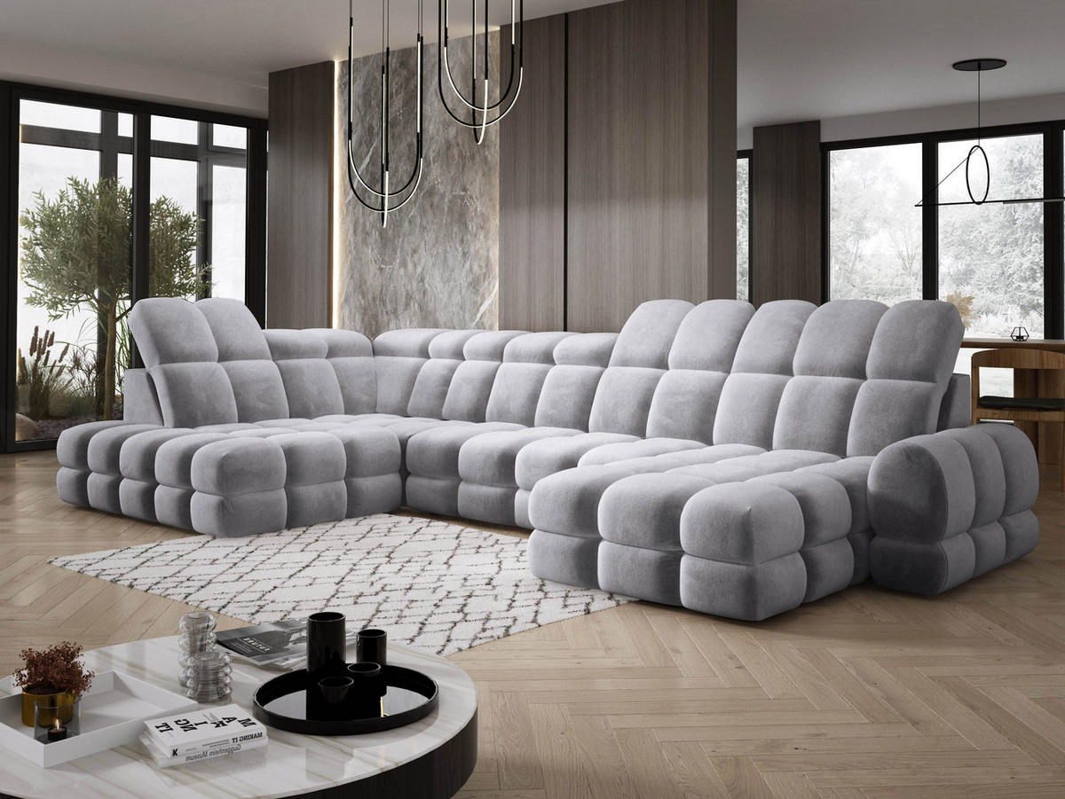 ECKSOFA TOLLO Salvador-stoff U-form 400x217x105 cm grau - Grau, Holz/Textil (400/217cm) - DomoHome