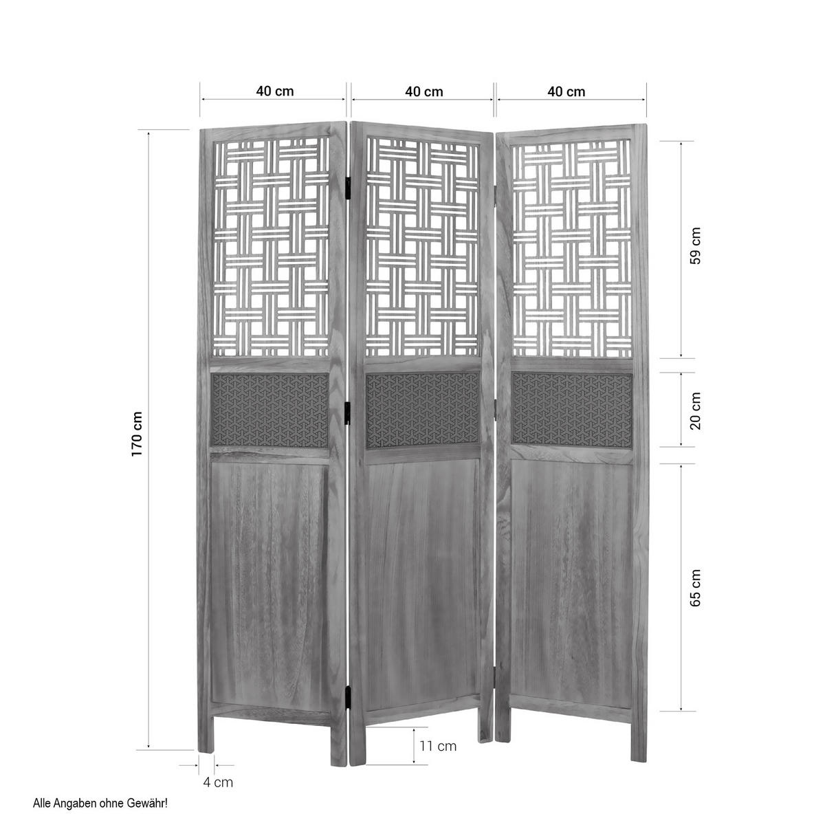 PARAVENT 3-tlg. 120/170 cm Braun Kork-Ornamentik - Braun, Holz (120/170/1cm) - Homestyle4u