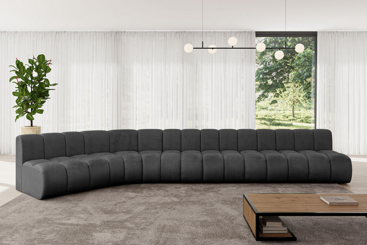 ECKSOFA modulares Sofa Montra-L3 - 472x174x70 cm Schwarz - Schwarz, Holzwerkstoff/Textil (472/174cm) - ALTDECOR
