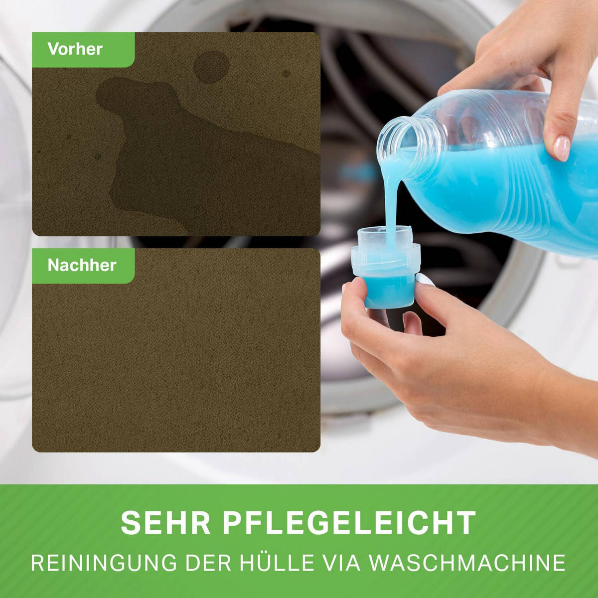 SITZSACK "Drop" 60x60x90cm - 220L - Olivgrün, Textil (60/90/60cm) - Green Bean