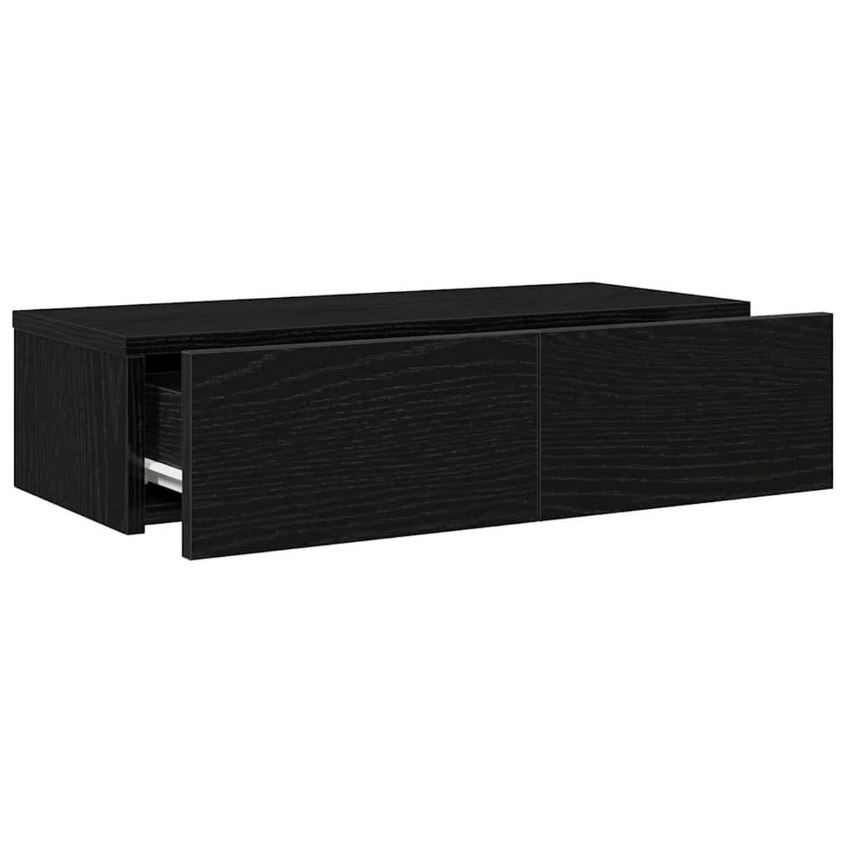 WANDREGAL Mit Schubladen Schwarz 60/26,5/15 Cm Holzwerkstoff - Schwarz, Holzwerkstoff (26.5/15/60cm) - vidaXL