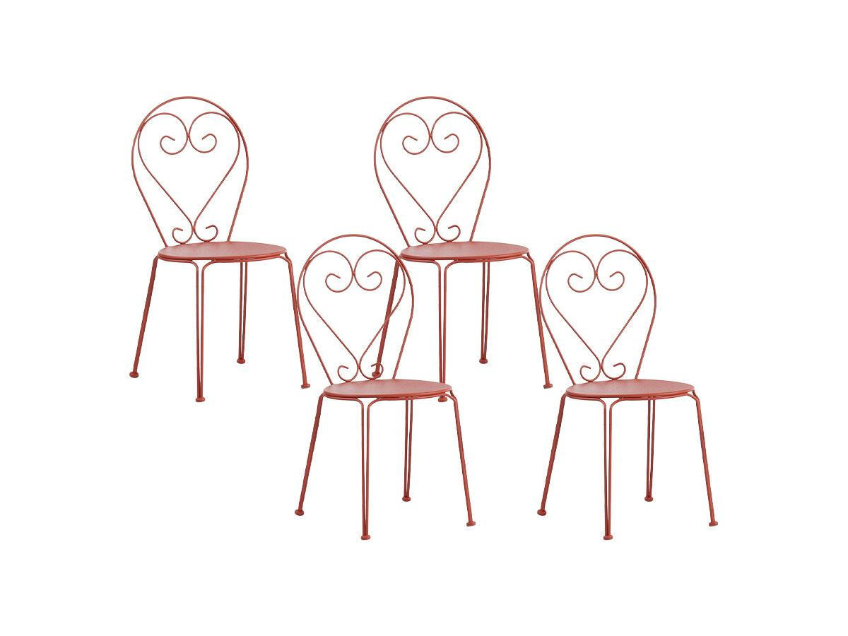 GARTENSTUHL 4er-Set - Metall in Eisenoptik - Terracotta - GUERMANTES von MYLIA - Braun, Metall (43/90/47cm) - Vente-Unique